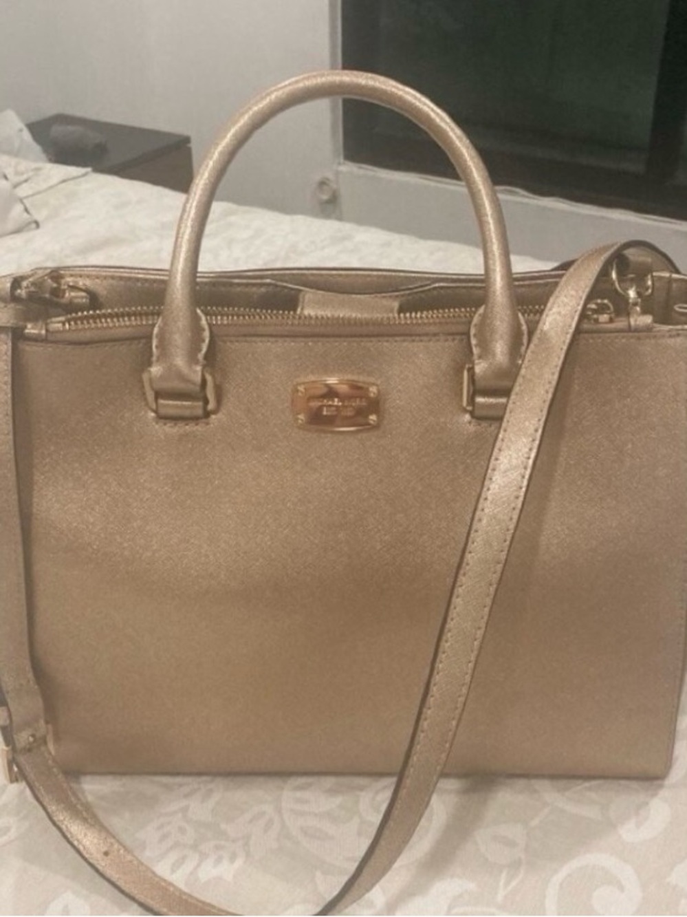 Michael Kors Metallic Gold Satchel with Detachable Strap